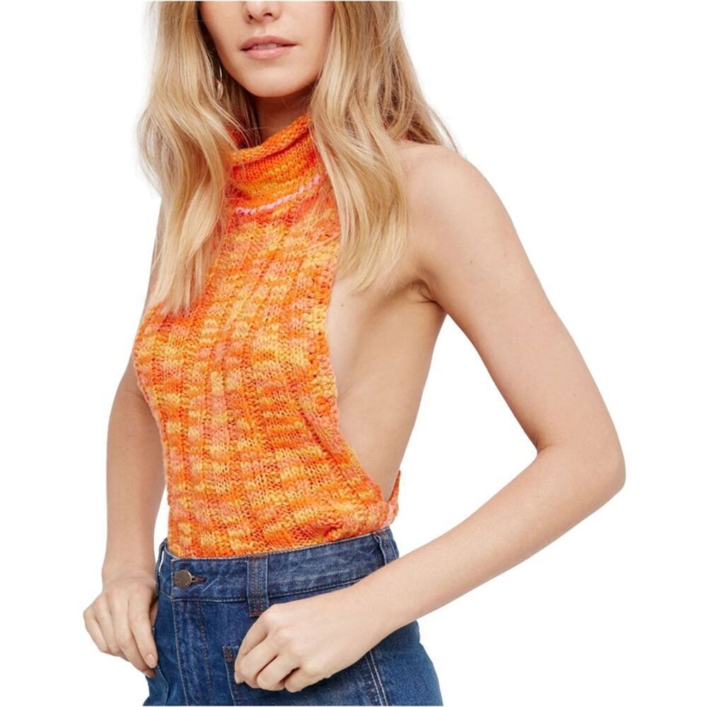 NWT Free People Knitted Crocket Laguna Tank in Clementine Large